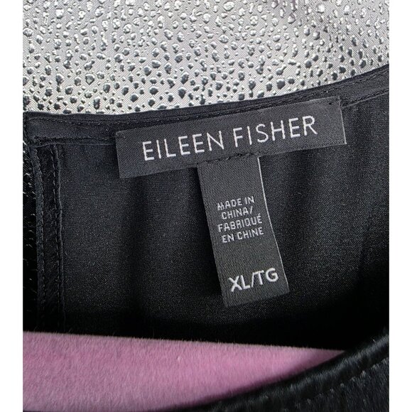 Eileen Fisher Stretch Silk Charmeuse Scoop Neck Tank Black XL - Picture 2 of 5